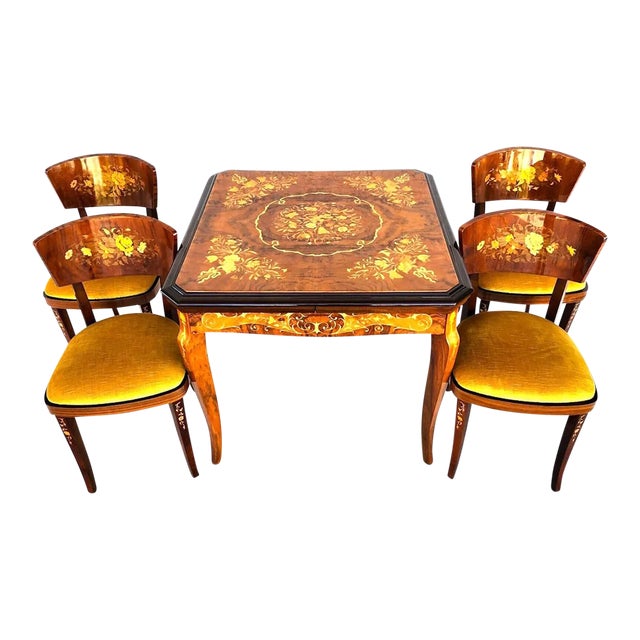 Notturno Intariso Casino Game Table Chairs Italian For Sale