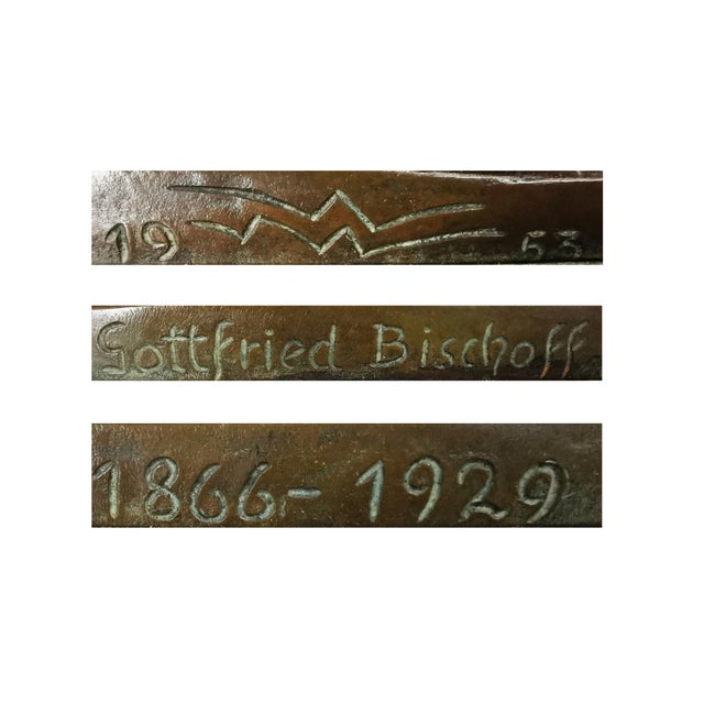 1950s Unidentified Artist, Portrait Head of Gottfried Bischoff, 1953, Bronze For Sale - Image 5 of 6