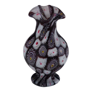 Antique Millefiori Vase in Violet and White, Fratelli Toso Murano Ca. 1920s