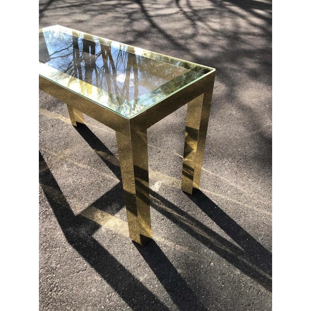 Metal Mid-Century Modern Brass and Glass Console Table For Sale - Image 7 of 12