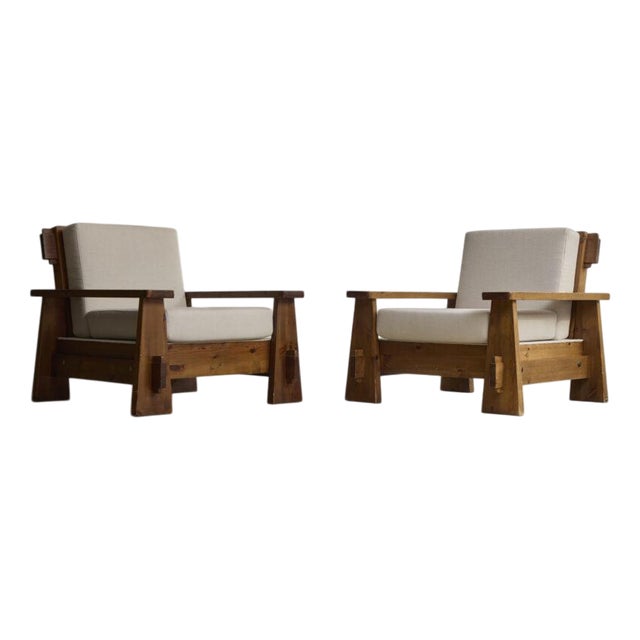 Italian Brutalist Lounge Chairs, 1970, Set of 2 For Sale