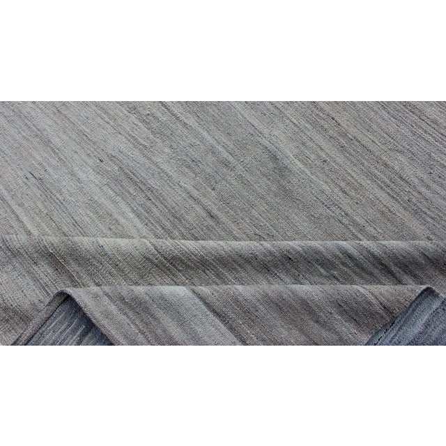 Large Modern Kilim Rug in Light Blue- Gray & Cream With Minimalist Modern Design For Sale - Image 10 of 12