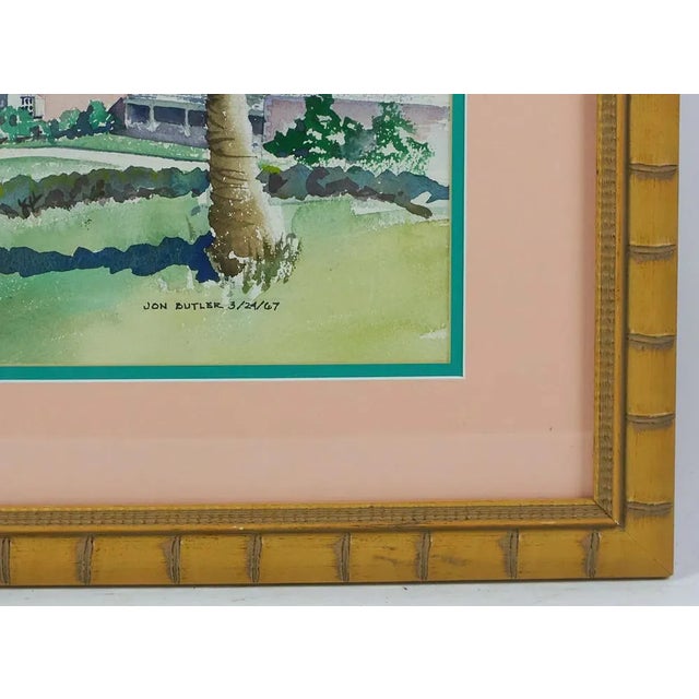 Bermuda Estate C1967 Watercolour by Jon Butler Provenance: The Susie Hilfiger Collection For Sale In New York - Image 6 of 6