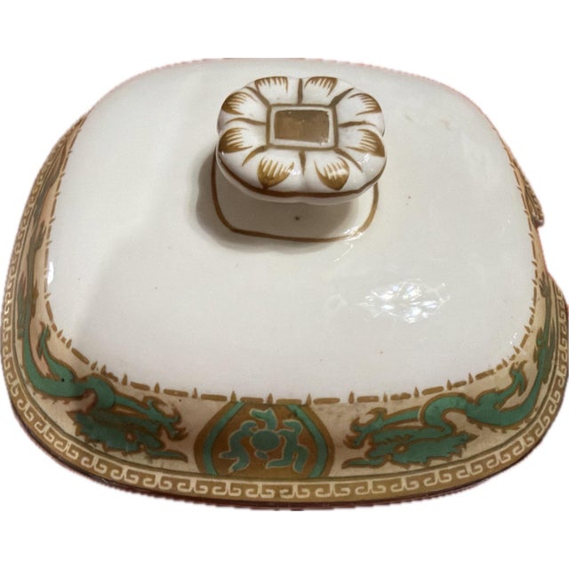 The Booths Silicon China "Green Dragon" lidded tureen and matching soup ladle (Pattern No. 4410G / A4410G) is a highly...