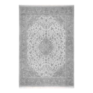 Medallion Kashan Pak-Persian Ivory/Brown Wool Rug - 10'1'' X 13'6'' For Sale
