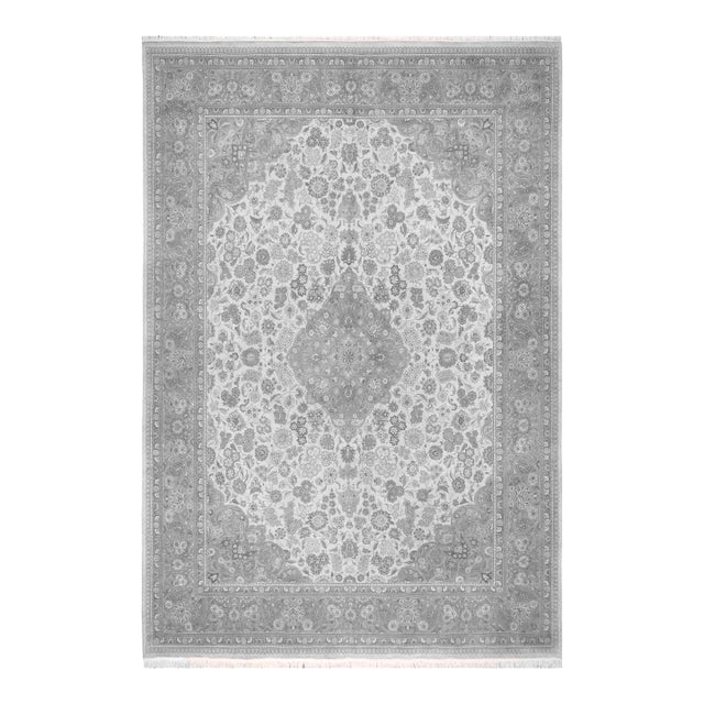 Medallion Kashan Pak-Persian Ivory/Brown Wool Rug - 10'1'' X 13'6'' For Sale