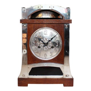 Arts & Crafts Oak Clock, 1890s For Sale
