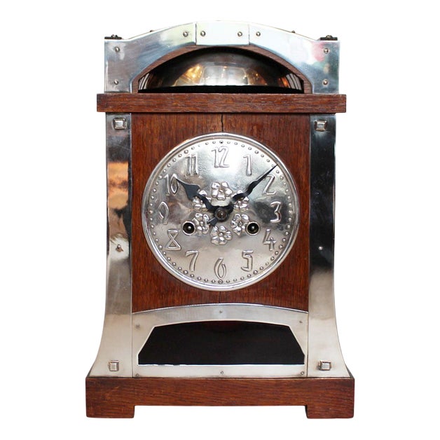 Arts & Crafts Oak Clock, 1890s For Sale