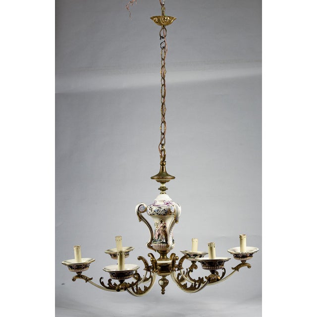 Ceramic Colored Chandelier in Painted Porcelain For Sale - Image 7 of 10
