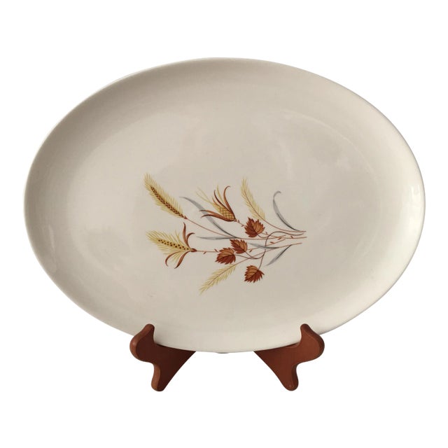 Mid-Century Wheat Patterned Serving Platter For Sale