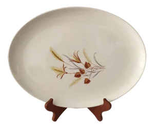 Mid-Century Wheat Patterned Serving Platter