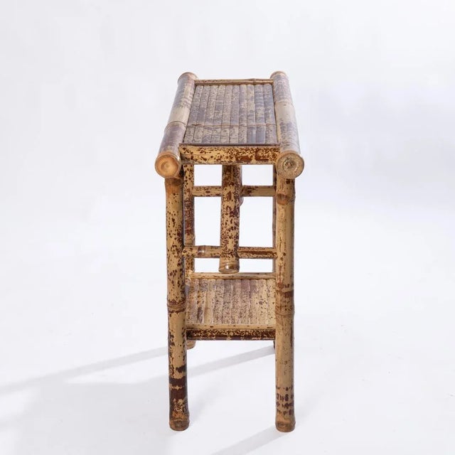 Yellow Vintage Bamboo Console Table For Sale - Image 8 of 9