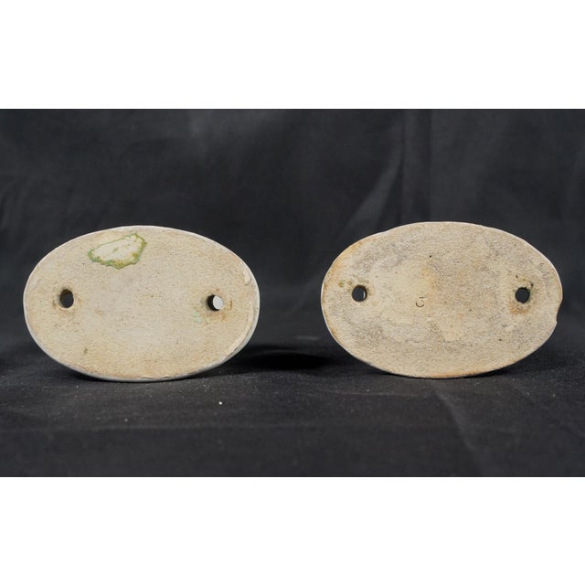 White Pair of Vintage European White Ceramic Bathroom Towel Bar Brackets For Sale - Image 8 of 8