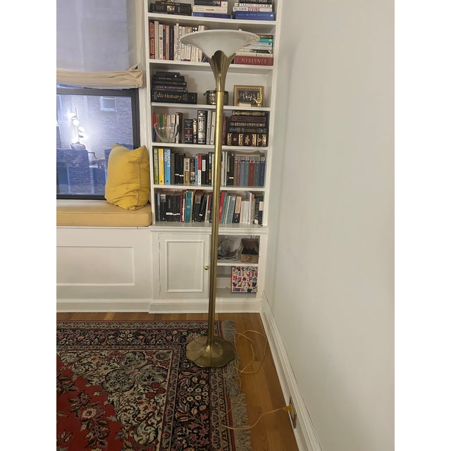 Stiffel Vintage Stiffel Brass Tulip Torchiere Floor Lamp Original For Sale - Image 4 of 10