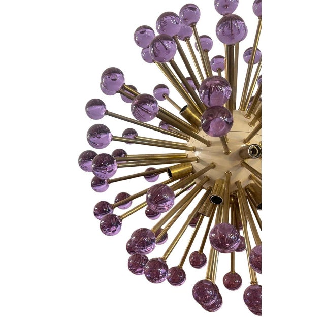 Italian Sputnik Chandelier With Purple Murano Glass, C. 1980's For Sale - Image 4 of 8