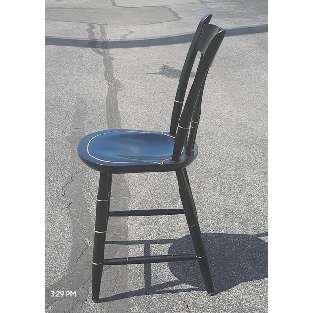 Late 20th Century 20th Century Nichols & Stone National Cathedral Ebonized and Gilt Windsor Chair For Sale - Image 5 of 9