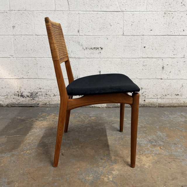 Set of 4 E. Knudsen Model 47 Danish Teak and Cane Dining Chairs for Jensen & Lykkegaard For Sale In New York - Image 6 of 11