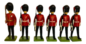 Mid 20th Century Churchill’s Miniature Scots Guards Figures in Original Box, Made in Scotland - Set of 6