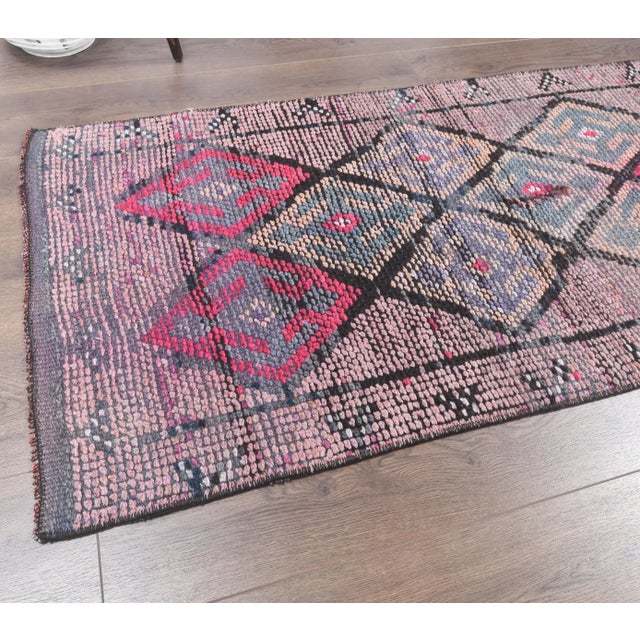 Turkish Vintage Turkish Hand-Knotted Hallway Runner 2'5" X 11'5" For Sale - Image 3 of 8