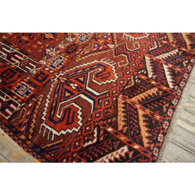 19th Century Turkmen Engsi Carpet ( 4 7" x 5'2" - 140 x 157 ) For Sale - Image 4 of 12