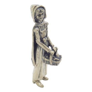 Vintage Italian Silver Little Red Riding Hood Figurine from Arezzo, 1970s For Sale