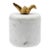 Matthew Izzo Home Oriz Marble Round Container With Brass Origami Bird on Lid For Sale