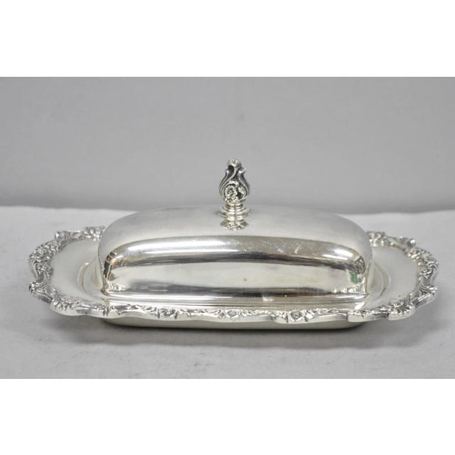 Traditional Vintage International Silver Countess Silver Plated Covered Butter Dish For Sale - Image 3 of 12