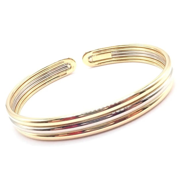 Gold 1980s Van Cleef & Arpels Yellow & White Gold Cuff Bangle Bracelet For Sale - Image 8 of 12