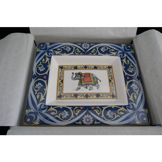 Blue Late 20th Century Wedgwood Bone China Blue Elephant Rectangular Trinket Dish Tray For Sale - Image 8 of 8