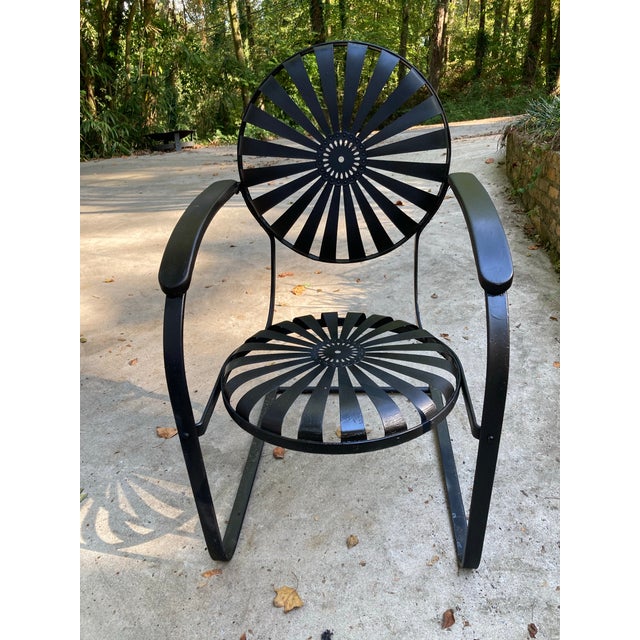 Mid-Century Modern Francois Carre Cantilever Garden Rocker, Circa 1940 Restored For Sale - Image 3 of 8