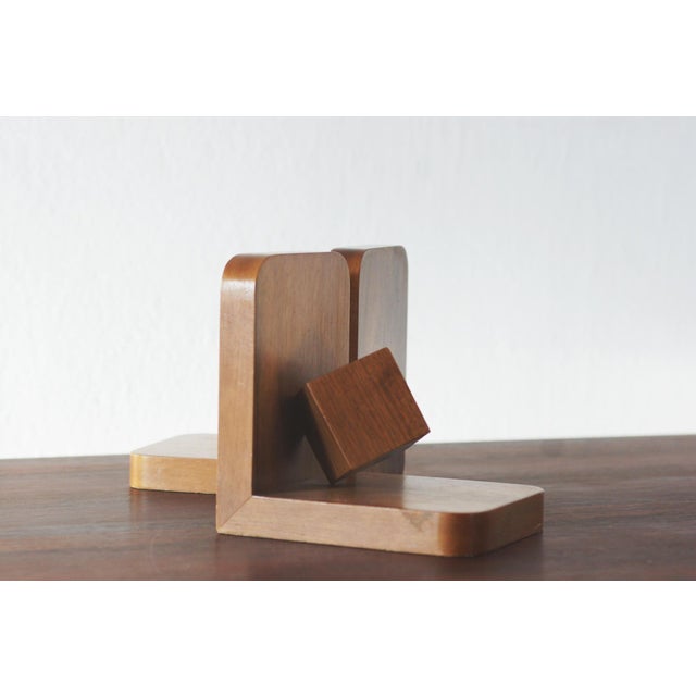 Mid-Century Modern Mid-Century Modern Wooden Bookends, 1950s, Set of 2 For Sale - Image 3 of 5
