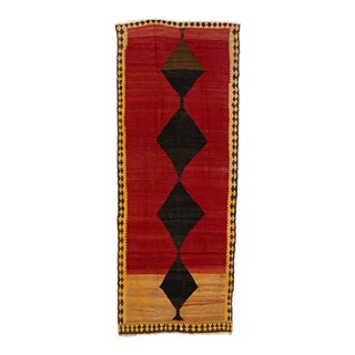 Mid-20th Century Turkish Kilim Red Handmade Tribal Wool Rug For Sale