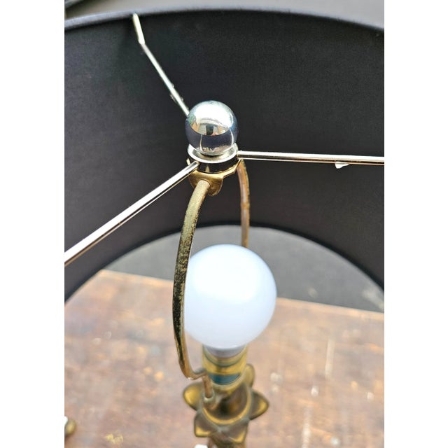 Early 20th Century Tyndale Hollywood Regency Chrome and Brass Table Lamps - a Pair For Sale - Image 10 of 11