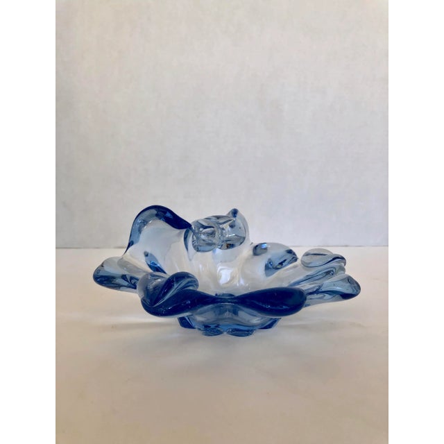Glass Murano Summeroso Blown Glass Blue Ashtray For Sale - Image 7 of 8