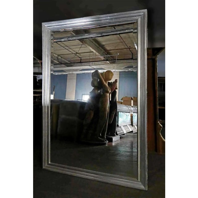 Vintage Mirror With Beveled Glass With Silver Giltwood-Style Frame For Sale In New York - Image 6 of 7
