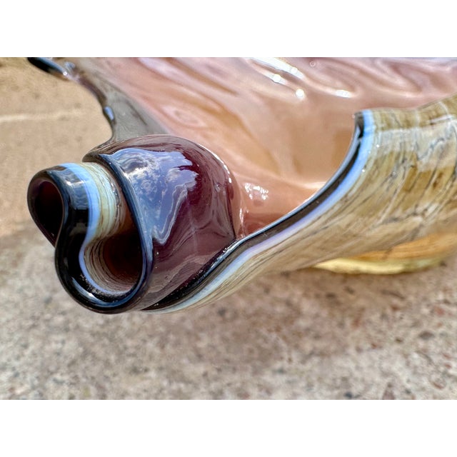 Mouth-Blown Glass Art Bowl in the Shape of a Shell, from the Jozefina Krosno Glass Art Manufactory, Poland, 1980s For Sale - Image 7 of 18