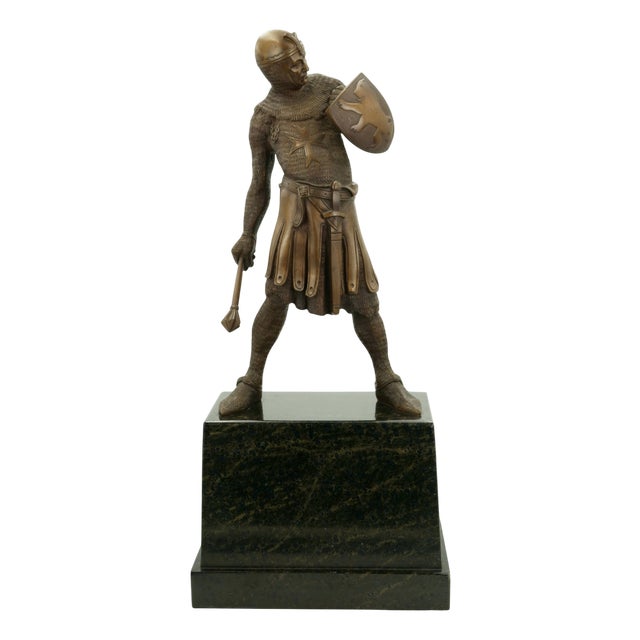 Josef Moest, Crusader with Shield and Mace, 1910, Bronze For Sale