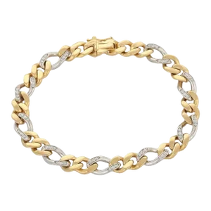 18k Solid Yellow Gold Men's Diamond Chain Bracelet