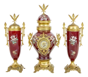 French Decorative Toleware Garniture Set, 1880s, Set of 3