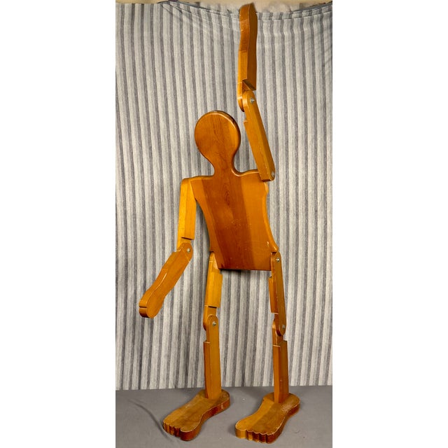 Mid-Century Modern Mid 20th Century Folk Art Life Sized Articulating Wood Man Sculpture For Sale - Image 3 of 9