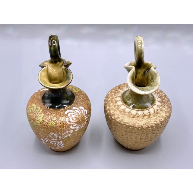 Forest Green Antique Art Nouveau Stoneware Vases from Royal Doulton Lambeth, 1890s, Set of 2 For Sale - Image 8 of 18