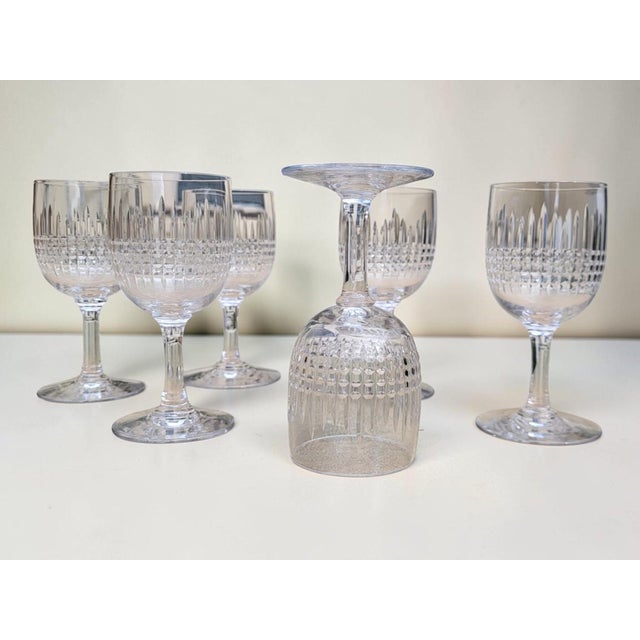 19th Century Crystal Port Wine Glasses with Nancy Pattern from Baccarat, 1890s, Set of 6 For Sale - Image 5 of 8