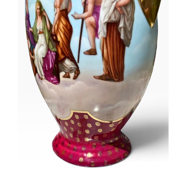 Antique Royal Vienna Style Porcelain Twin-Handled Urn Vase For Sale - Image 9 of 13