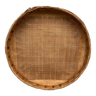 Mid 20th Century Vintage Shallow Winnowing Basket For Sale