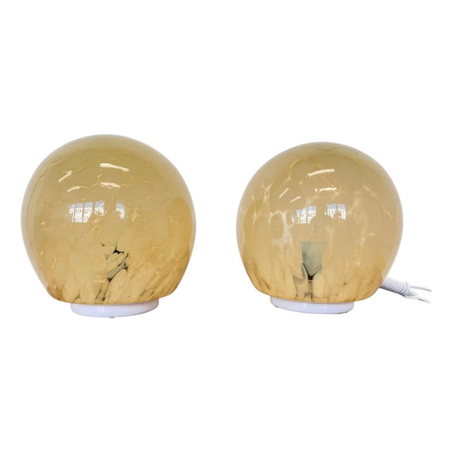 Mid-Century Art Glass Table Lamps, Czechoslovakia, 1980s, Set of 2 For Sale