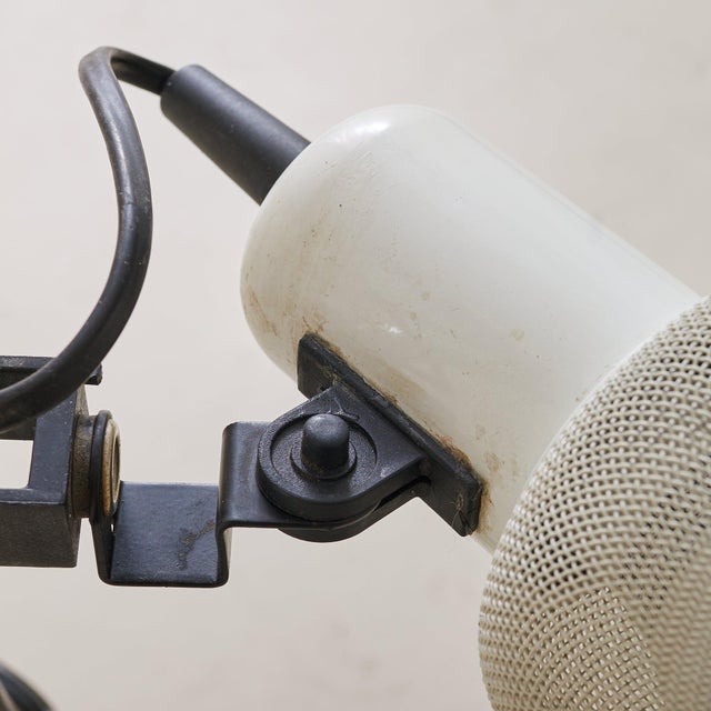 1950s French Adjustable Chrome Floor Lamp with Perforated Shade For Sale In Chicago - Image 6 of 8