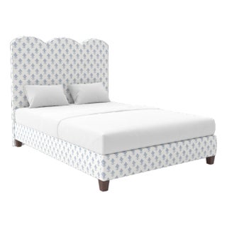Starmount Bed in Schumacher Rubia Embroidery, Blue - Full For Sale