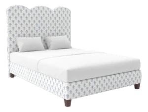Starmount Bed in Schumacher Rubia Embroidery, Blue - Full