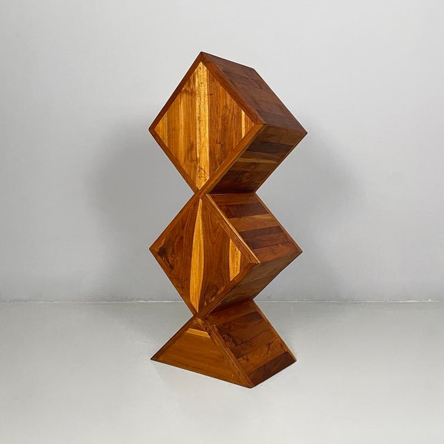 Wood Italian Modern Geometric Wooden Chest of Drawers, 1980s For Sale - Image 7 of 15