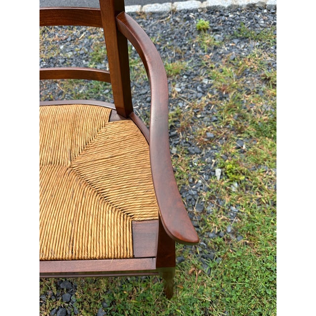 Wood Vintage Walnut & Rush Seat Loveseat Bench For Sale - Image 7 of 8